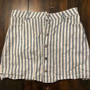 Blue and White Pinstripe Mini Pencil Skirt